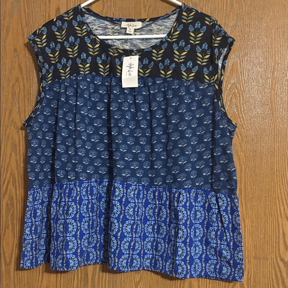 Style & Co NWT  Blue and Patterned Blouse Size 3X